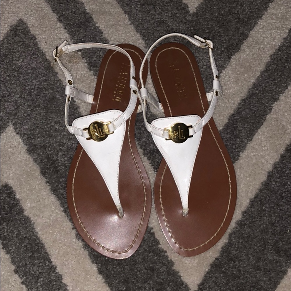 Lauren Ralph Lauren White & Gold Sandals
